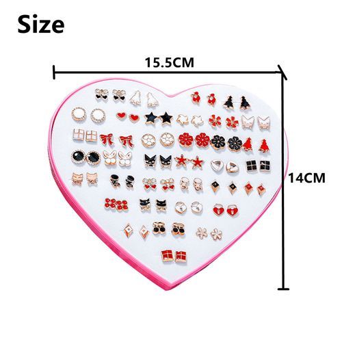 36 Pairs / Set Earrings Transparent Glue Stick Fashion Ear Studs Female New Heart-shaped Set