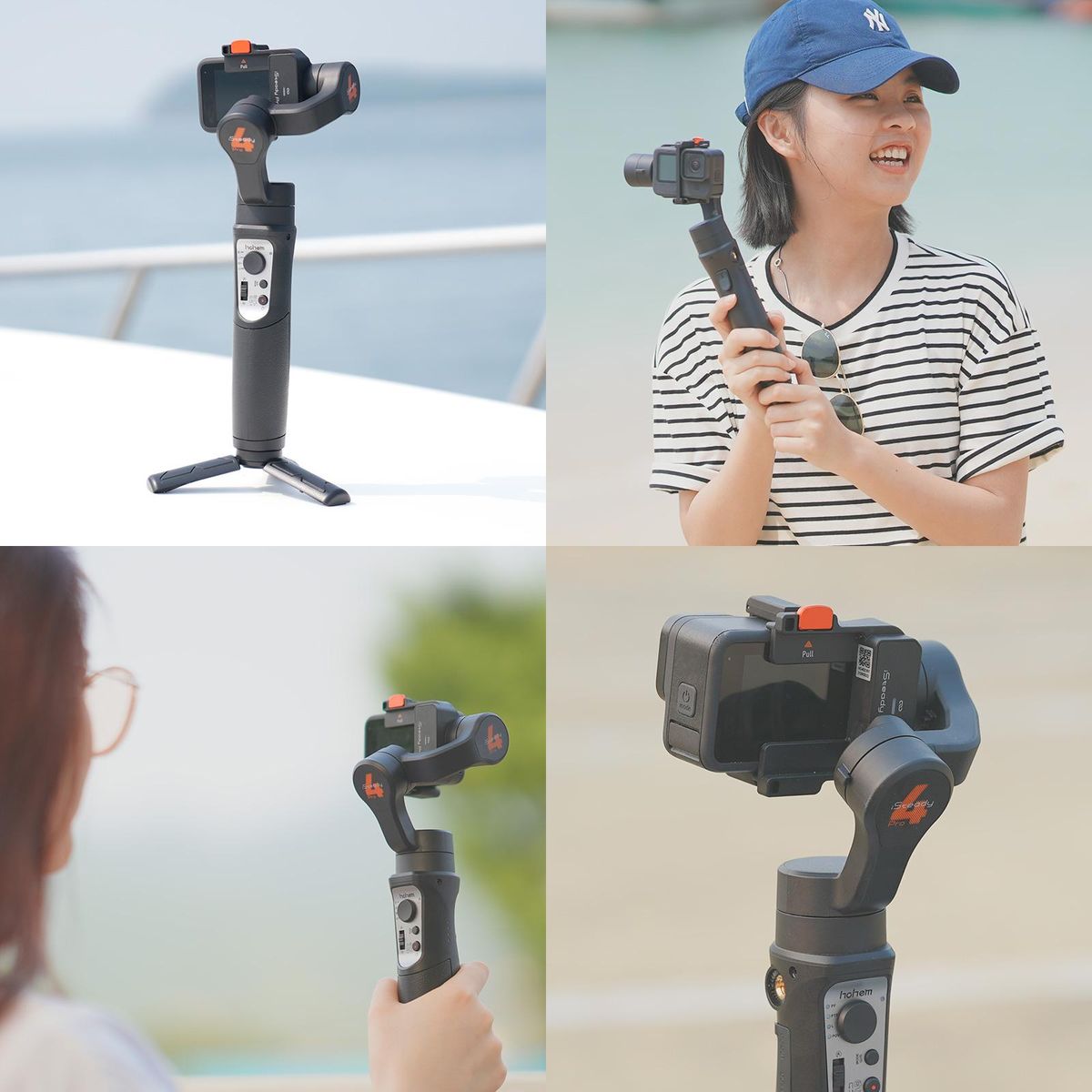 hohem iSteady Pro 4 3-Axis Handheld Sports Camera Gimbal Stabilizer Wireless Control Splash Proof Stabilizer Replacement for GoPro 11 10 9 8 7 6 5 4 3 OSMO Action Insta360 One R