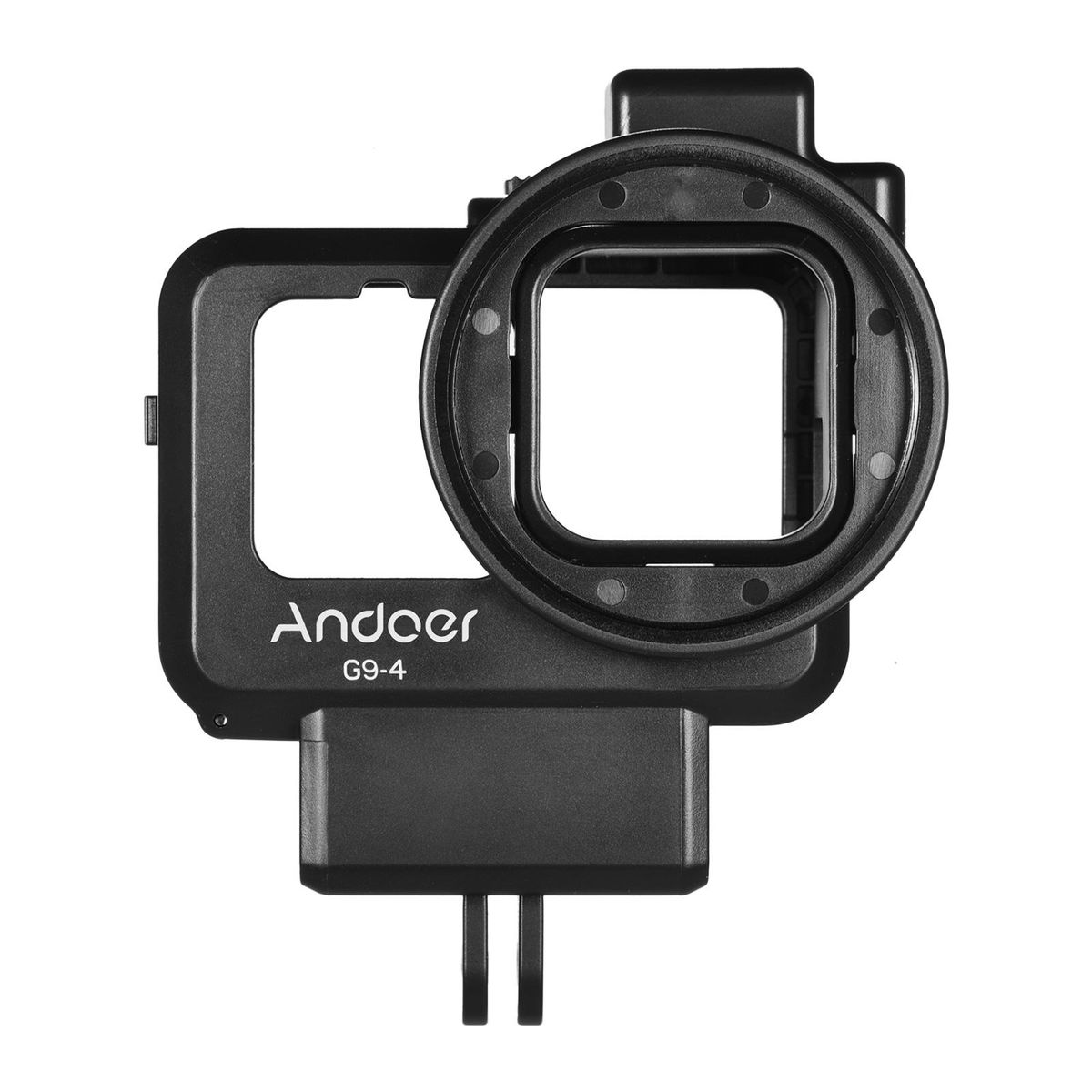 Andoer G9-4 Action Camera Video Cage Plastic Vlog Case Protective Housing with Dual Cold Shoe Mount 55mm Filter Adapter Extension Accessory Replacement for GoPro Hero 9
