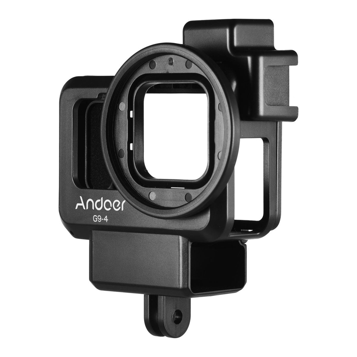 Andoer G9-4 Action Camera Video Cage Plastic Vlog Case Protective Housing with Dual Cold Shoe Mount 55mm Filter Adapter Extension Accessory Replacement for GoPro Hero 9