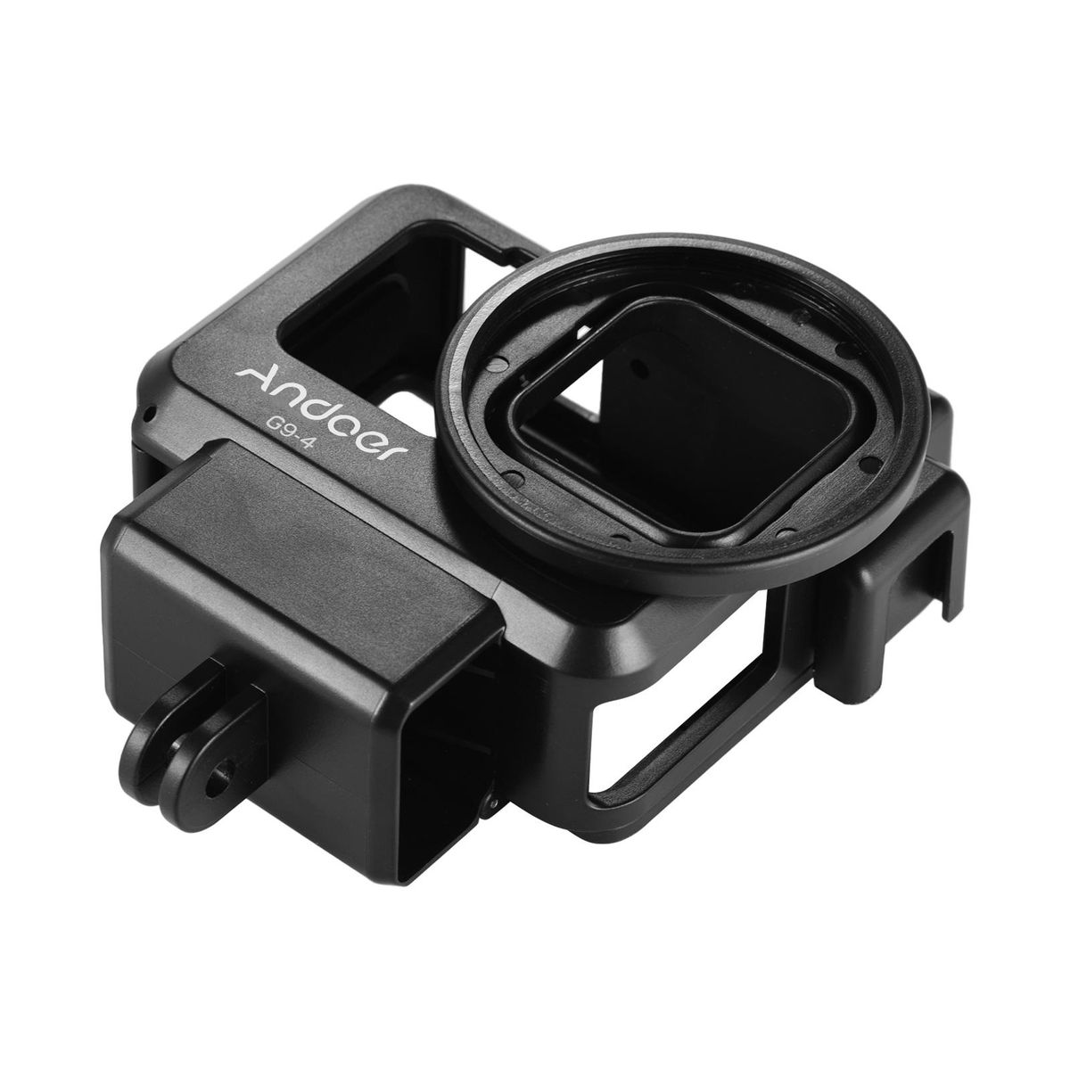 Andoer G9-4 Action Camera Video Cage Plastic Vlog Case Protective Housing with Dual Cold Shoe Mount 55mm Filter Adapter Extension Accessory Replacement for GoPro Hero 9