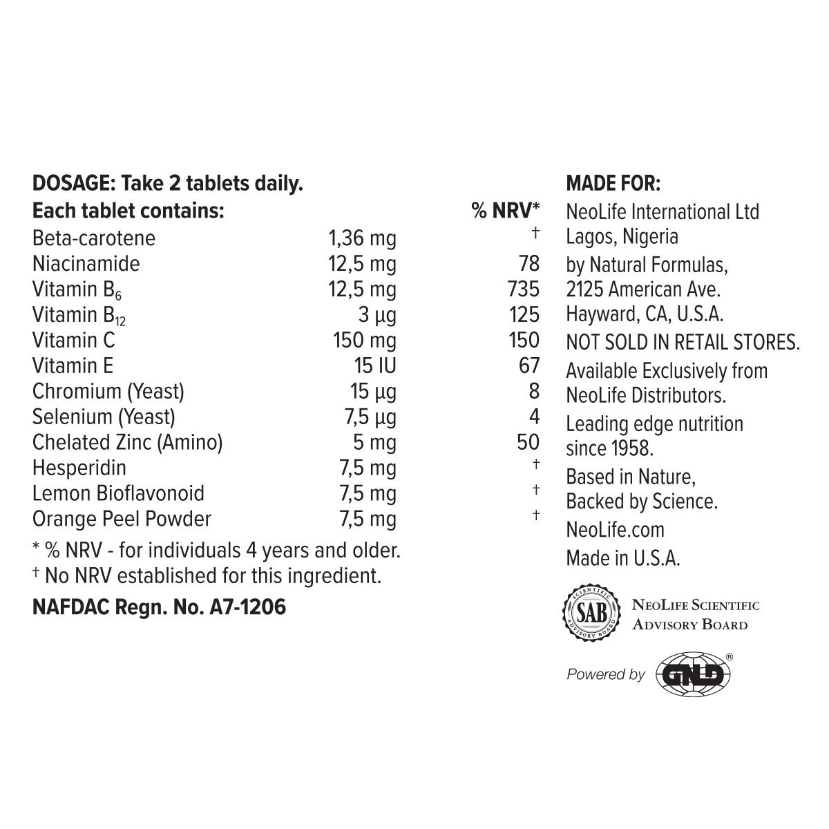 NEOLIFE Beta Guard - 100 Tablets