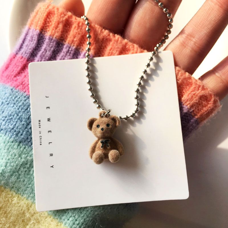 Ladies Female Necklace Women Necklaces Brown Bear