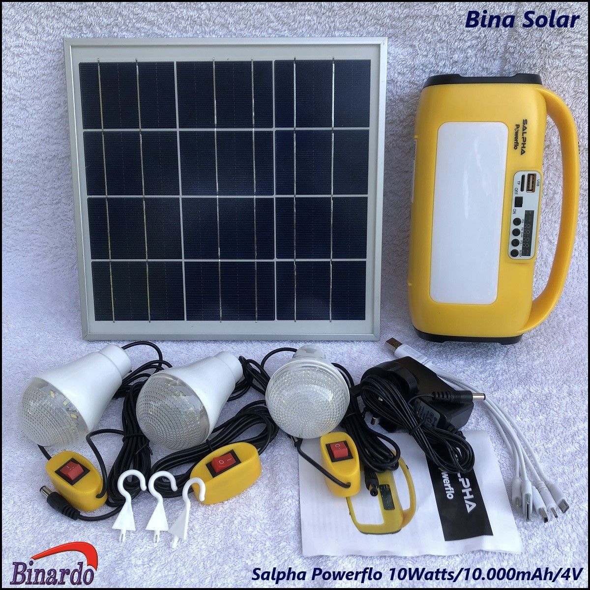 Salpha Powerflo 10000mAh 10Watts Solar Lighting System Kit FM Radio Bluetooth- Yellow