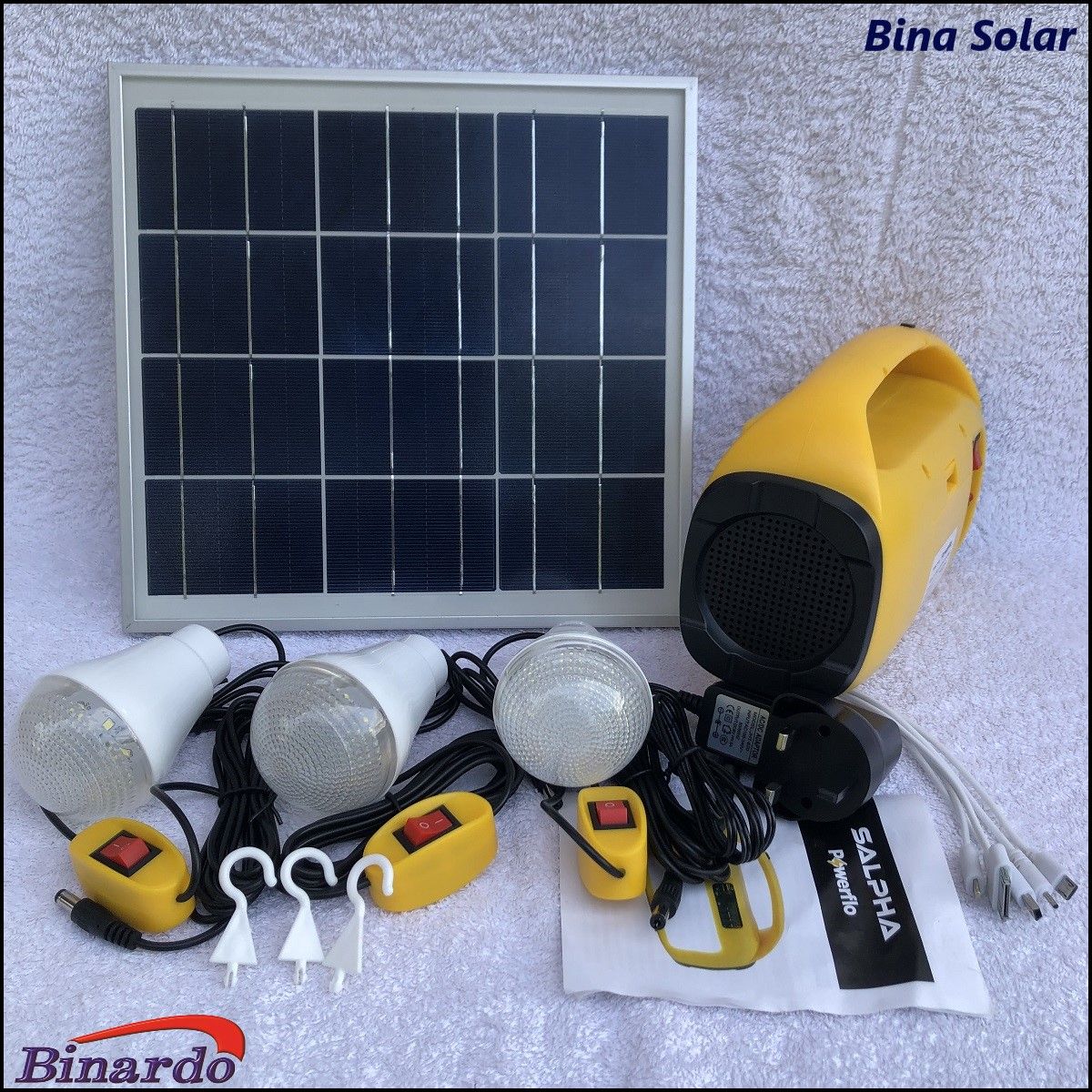 Salpha Powerflo 10000mAh 10Watts Solar Lighting System Kit FM Radio Bluetooth- Yellow