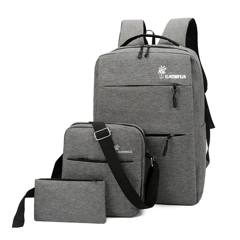 3 IN 1 Bag Set Pencil/Crossbody/Laptop Backpack Grey
