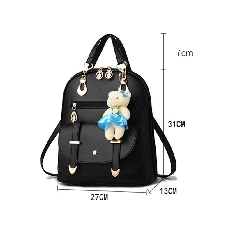Ladies Backpack Handbag For Women Purse Satchel - Black