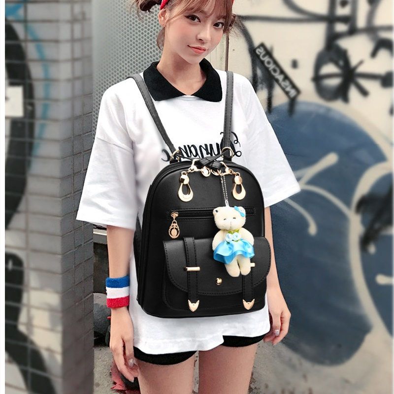Ladies Backpack Handbag For Women Purse Satchel - Black