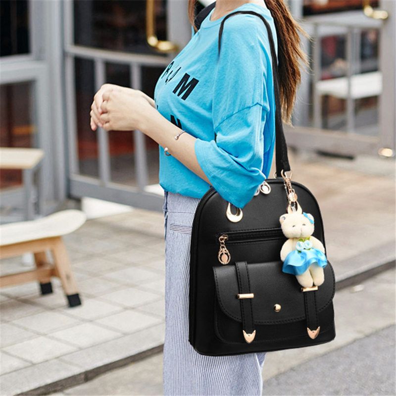Ladies Backpack Handbag For Women Purse Satchel - Black