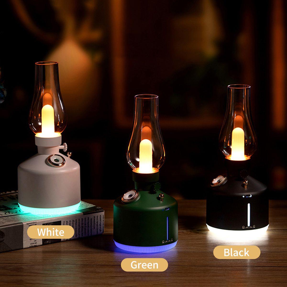 280mL Kerosene Lamp Shaped Humidifier Diffuser With 7-color