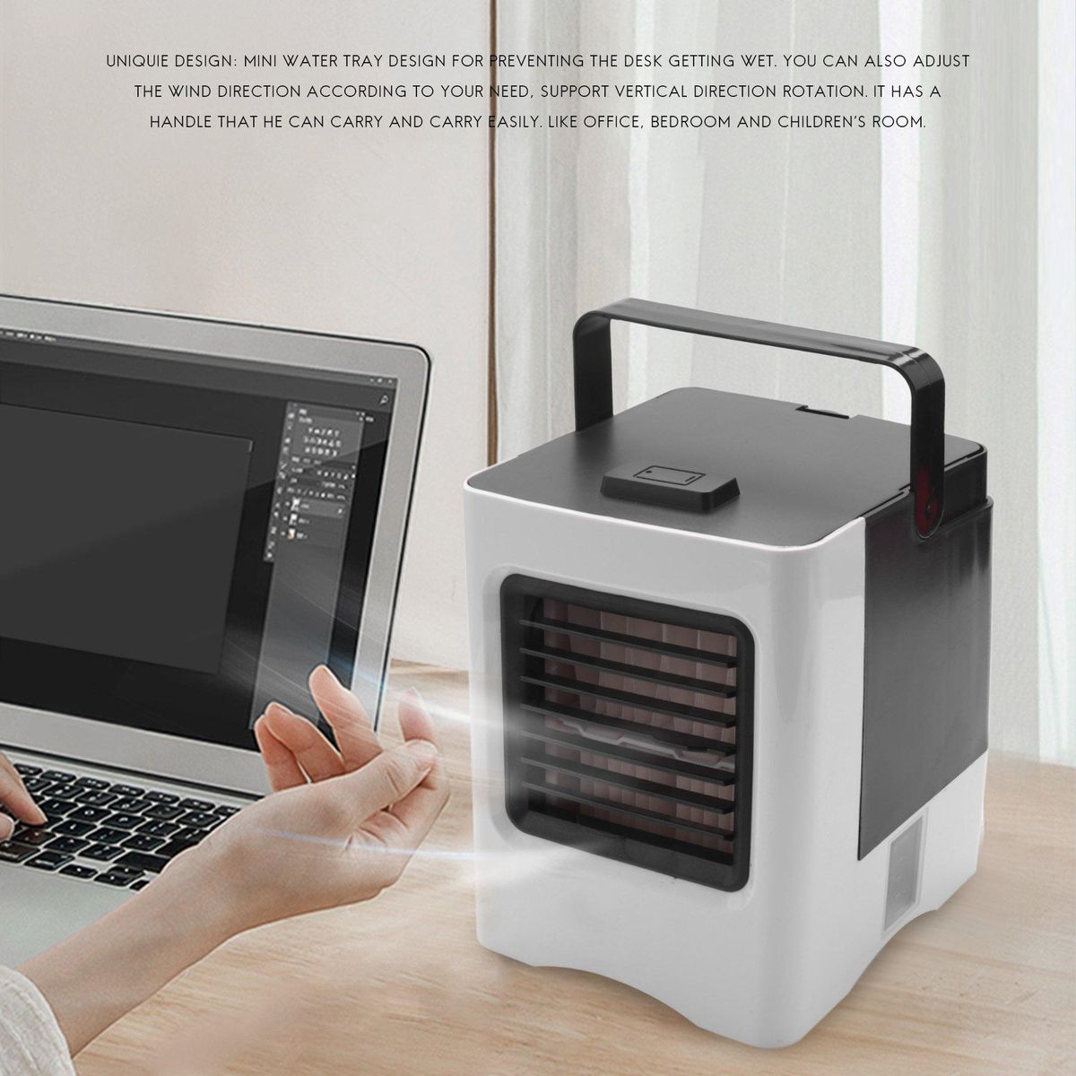 Air Conditioner Fan, 4 In 1 Small Personal Usb Air Cooler Mini Air Purifier Humidifier With Led Lights, Air Cooler Desk Fan Cooling With Portable Handle For Home Room Office