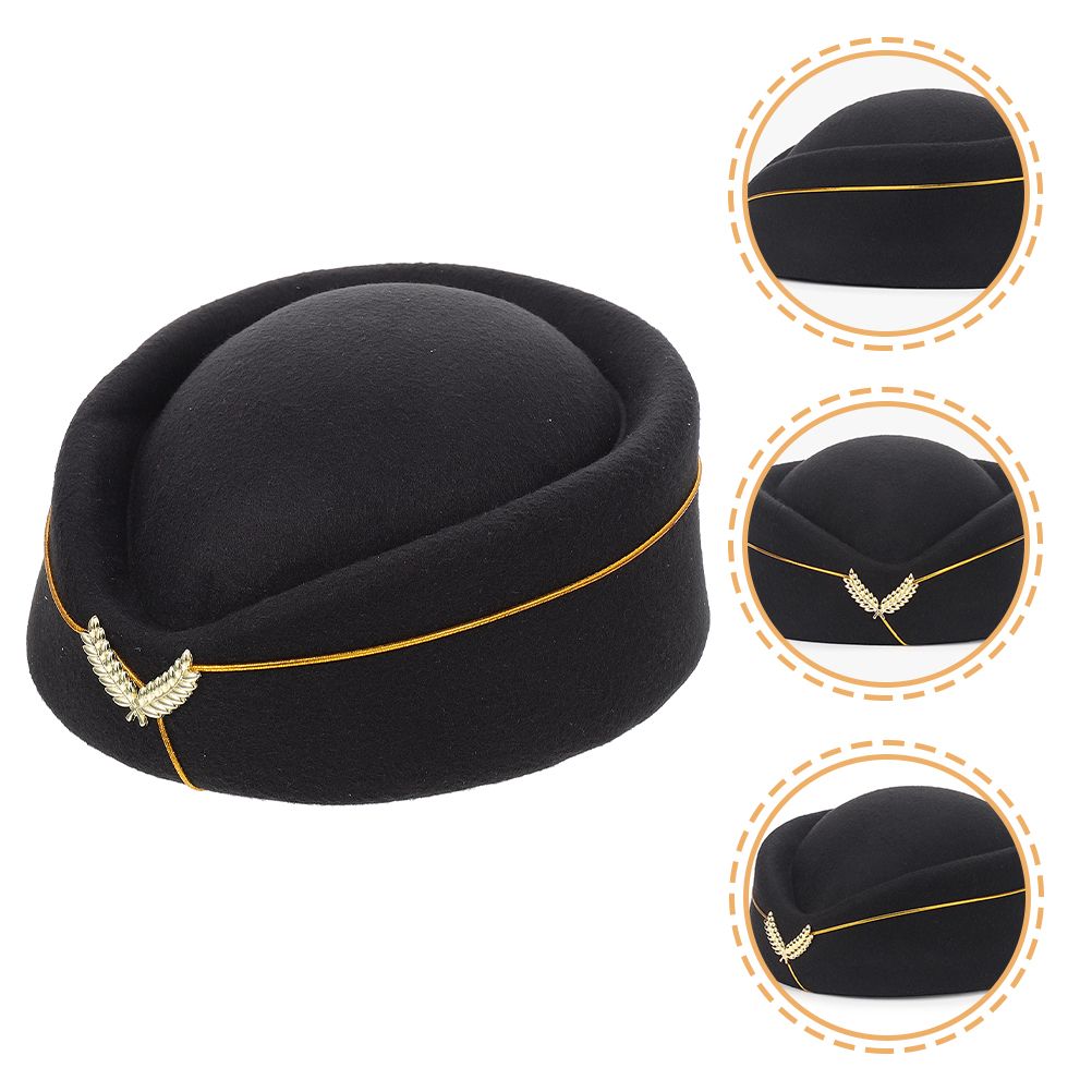 (As Shown-1)2 Pcs Berets Women Flight Attendant Cosplay Stew