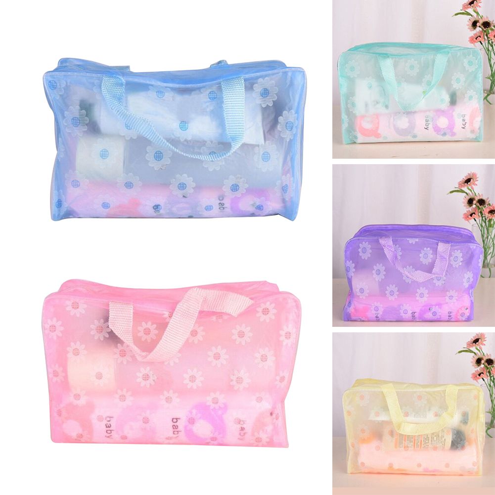 Portable Flower Waterproof Travel Cosmetic Toiletry Storage Pouch Makeup Bag-Blue