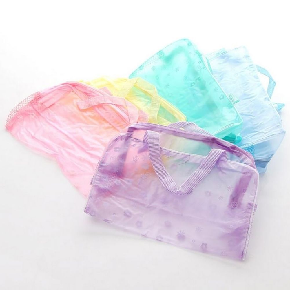 Portable Flower Waterproof Travel Cosmetic Toiletry Storage Pouch Makeup Bag-Blue