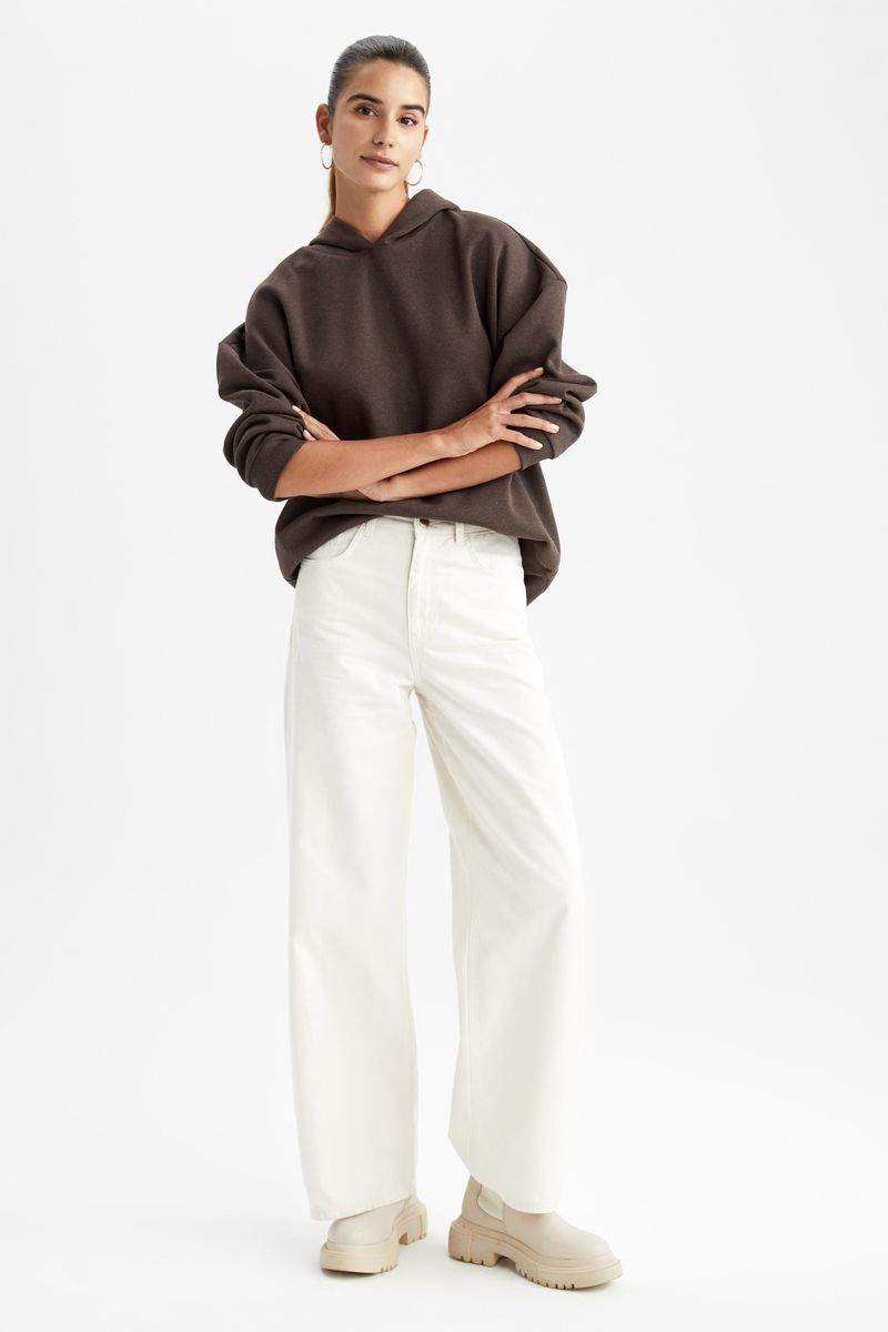 Woman Casual Regular Fit Knitted Sweatshirt - Brown