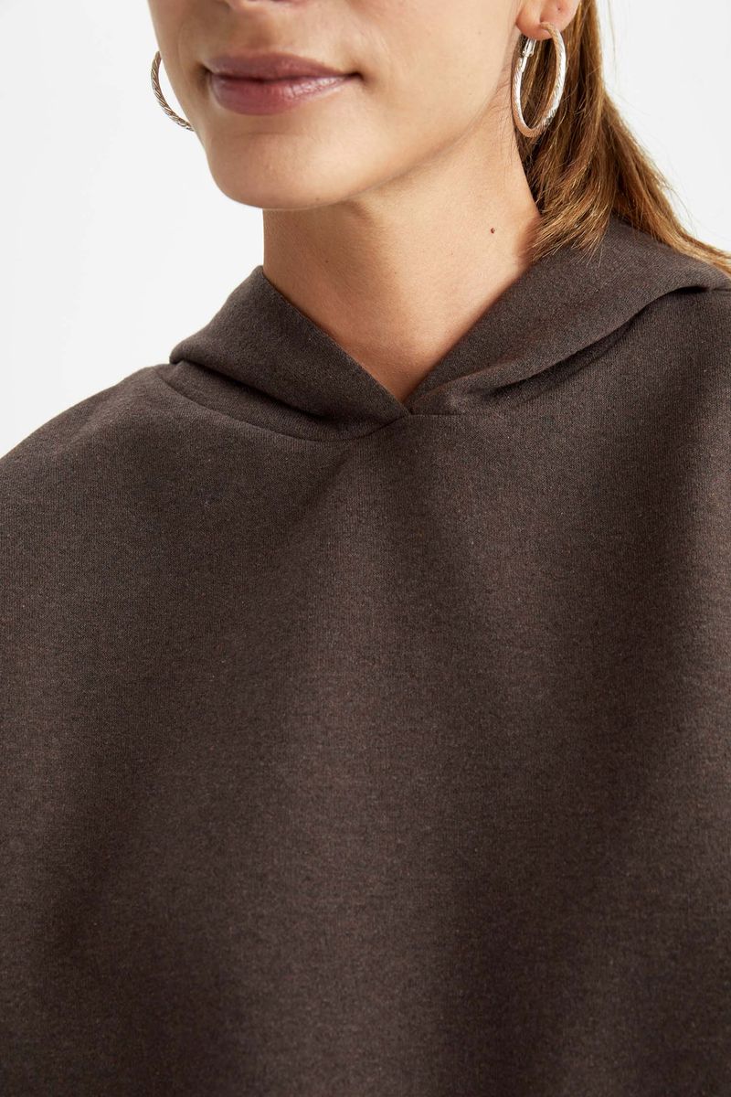 Woman Casual Regular Fit Knitted Sweatshirt - Brown