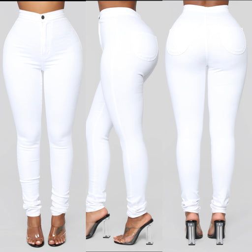Ladies High Waist Skinny Jean- White