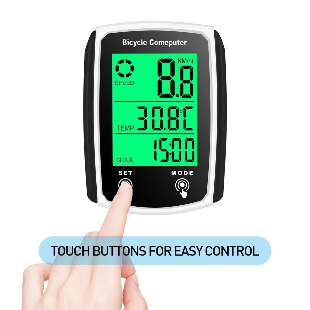 Wired Bike Computer 19 Functions Touch Bike Speedometer Odometer Waterproof Bicycle   Computer with Backlight