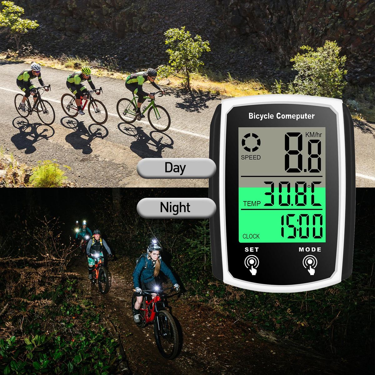 Wired Bike Computer 19 Functions Touch Bike Speedometer Odometer Waterproof Bicycle   Computer with Backlight
