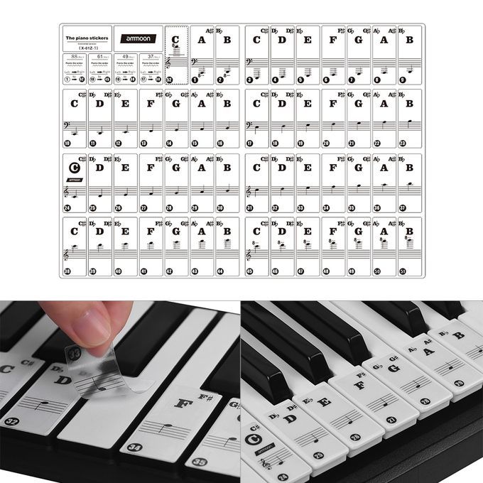 Ammoon Piano Keyboard Stickers For 37/ 49/ 61/ 88 Key