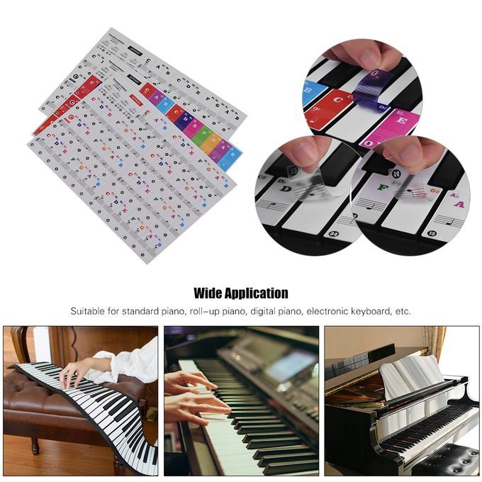 Ammoon Piano Keyboard Stickers For 37/ 49/ 61/ 88 Key