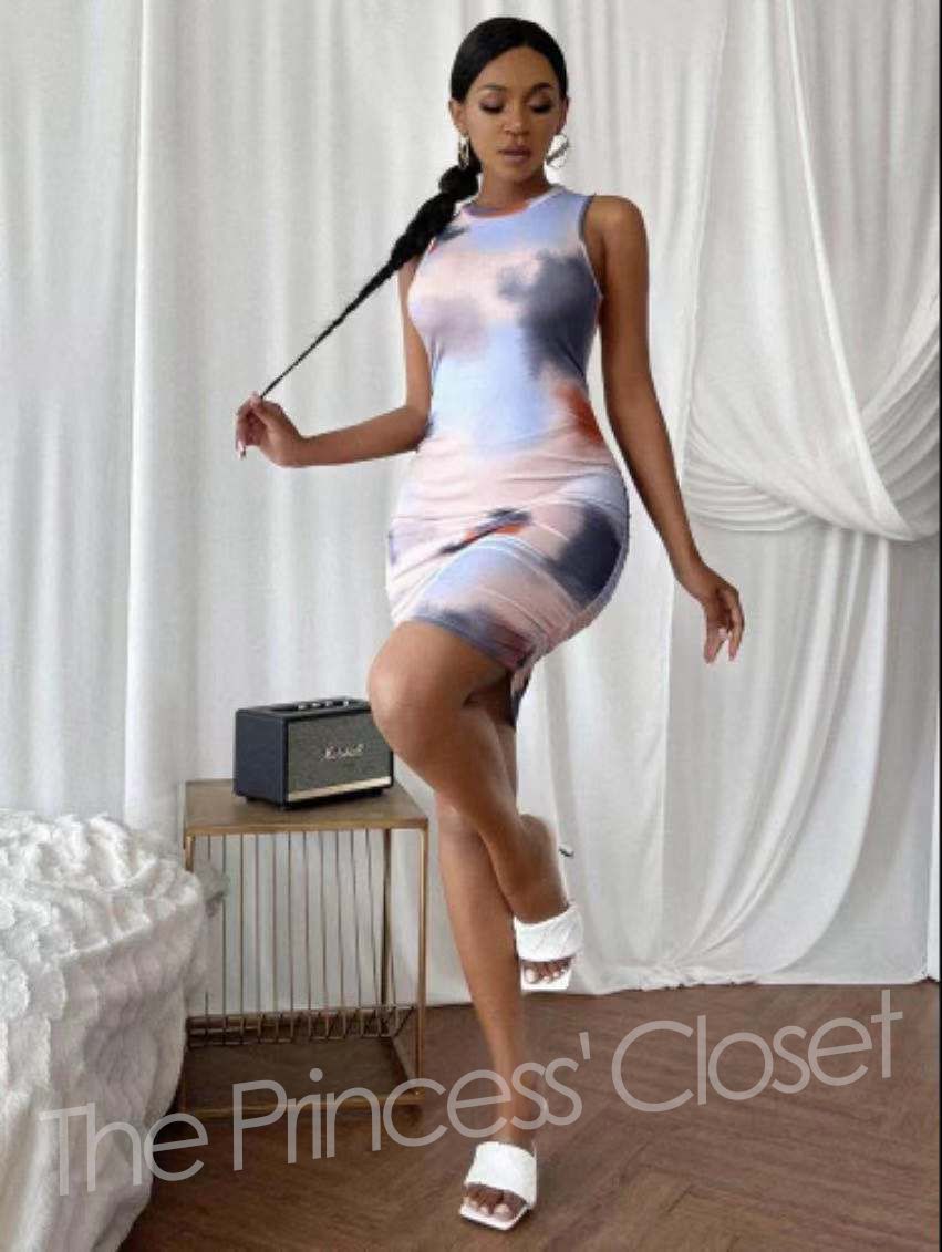 D01 Female Office Lady Casual Hot Dress Multicolor Printing