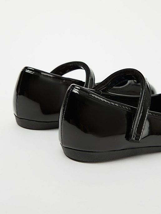 Girls Black Patent Ballerina 1 Strap School Shoes