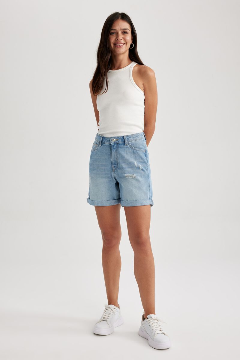 Woman Special Collection Boyfriend Denim Short - Blue