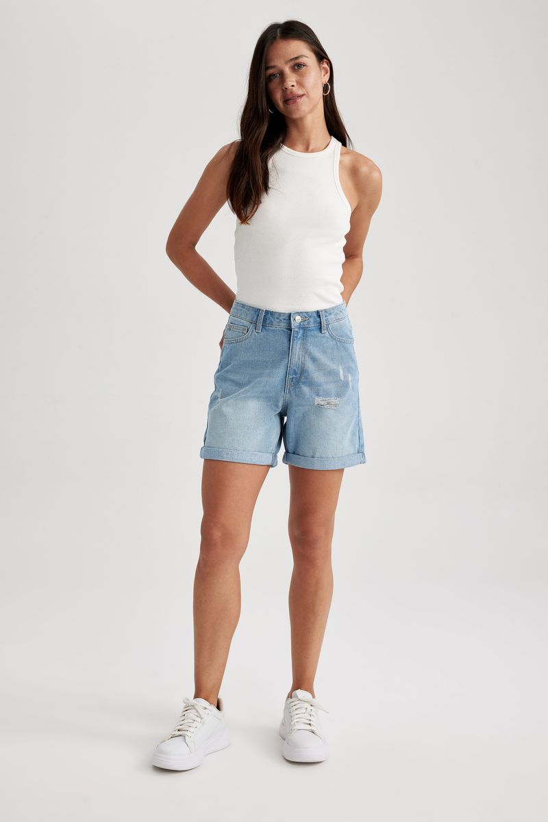 Woman Special Collection Boyfriend Denim Short - Blue