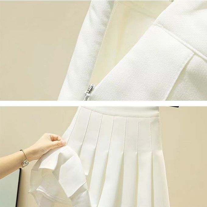 Women High Waist Pleated Short Skirt Summer Mini Girls-White
