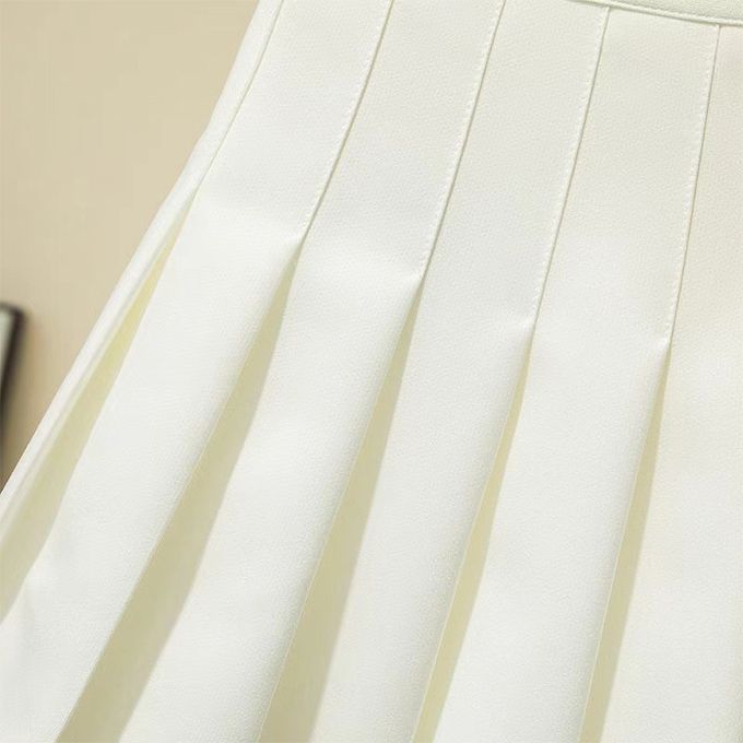 Women High Waist Pleated Short Skirt Summer Mini Girls-White