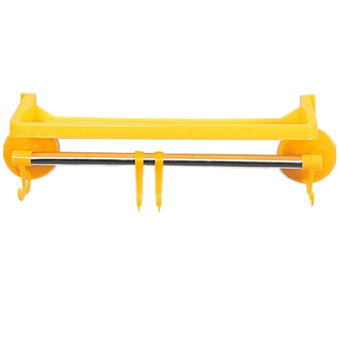 Strong Suction Cup Kitchen Bathroom Towel Rack/ Shelf With Hooks