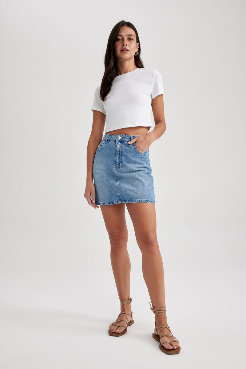 Woman Special Collection Regular Fit Denim Skirt - Blue