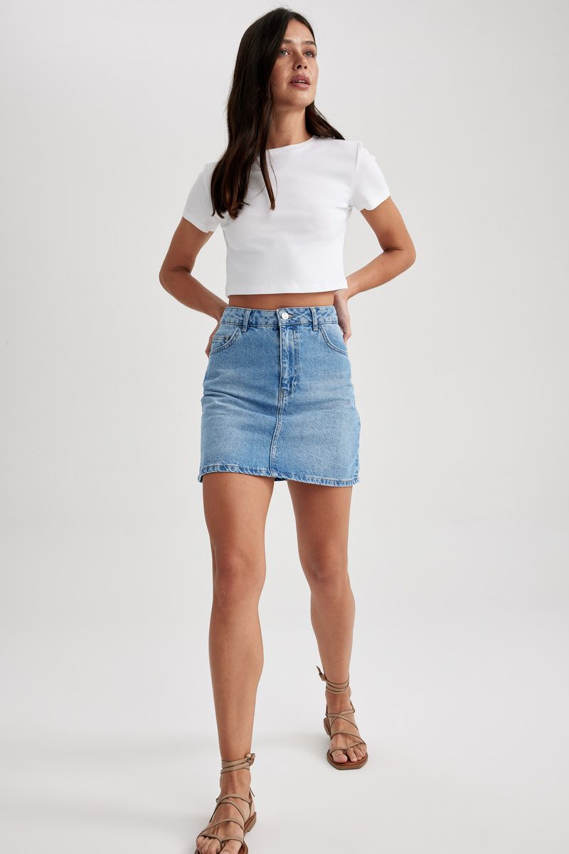 Woman Special Collection Regular Fit Denim Skirt - Blue