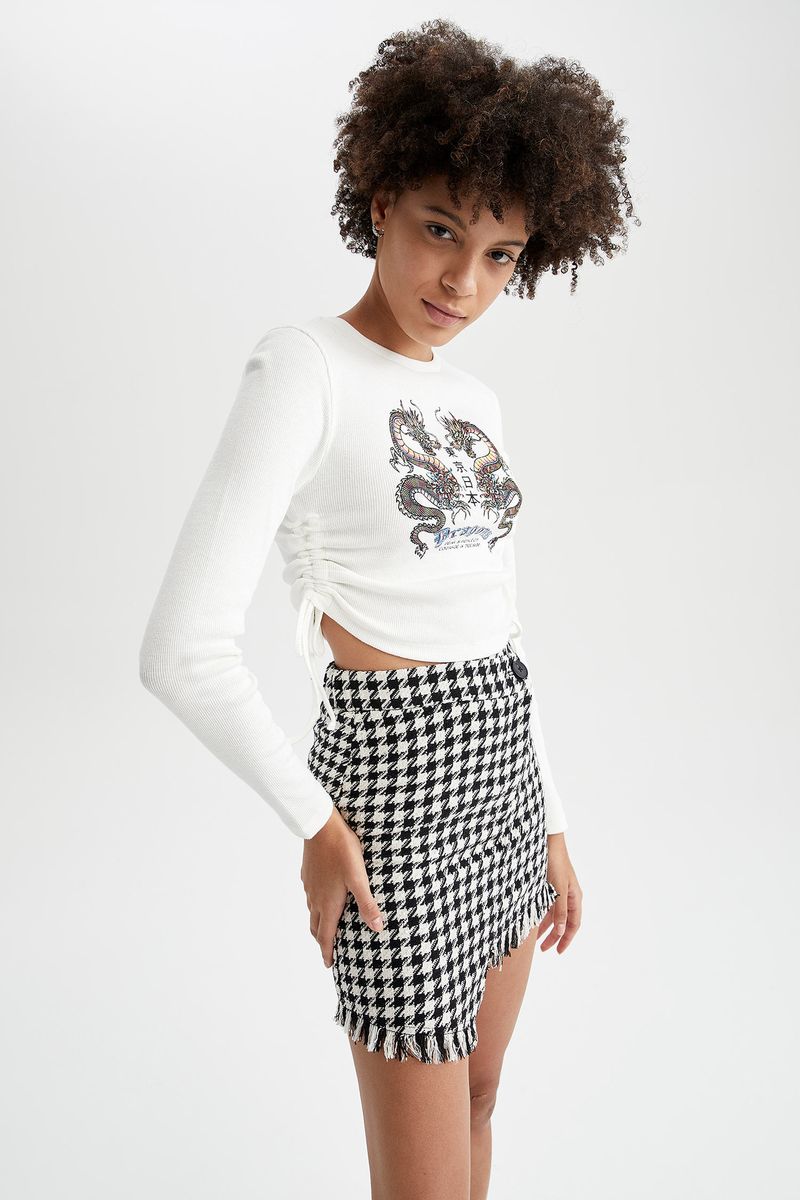 Woman A-Line Skirt Woven Skirt - Black
