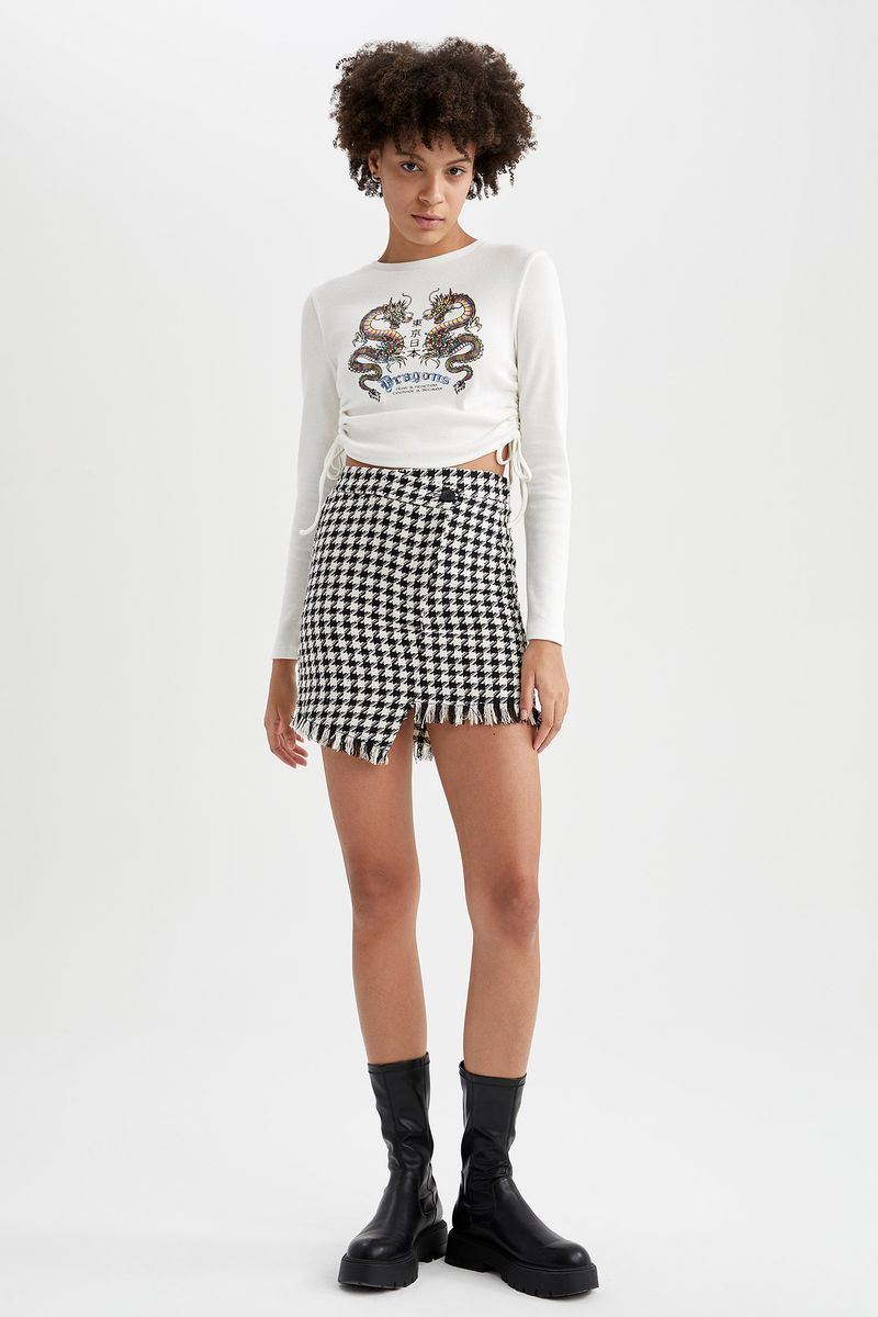 Woman A-Line Skirt Woven Skirt - Black