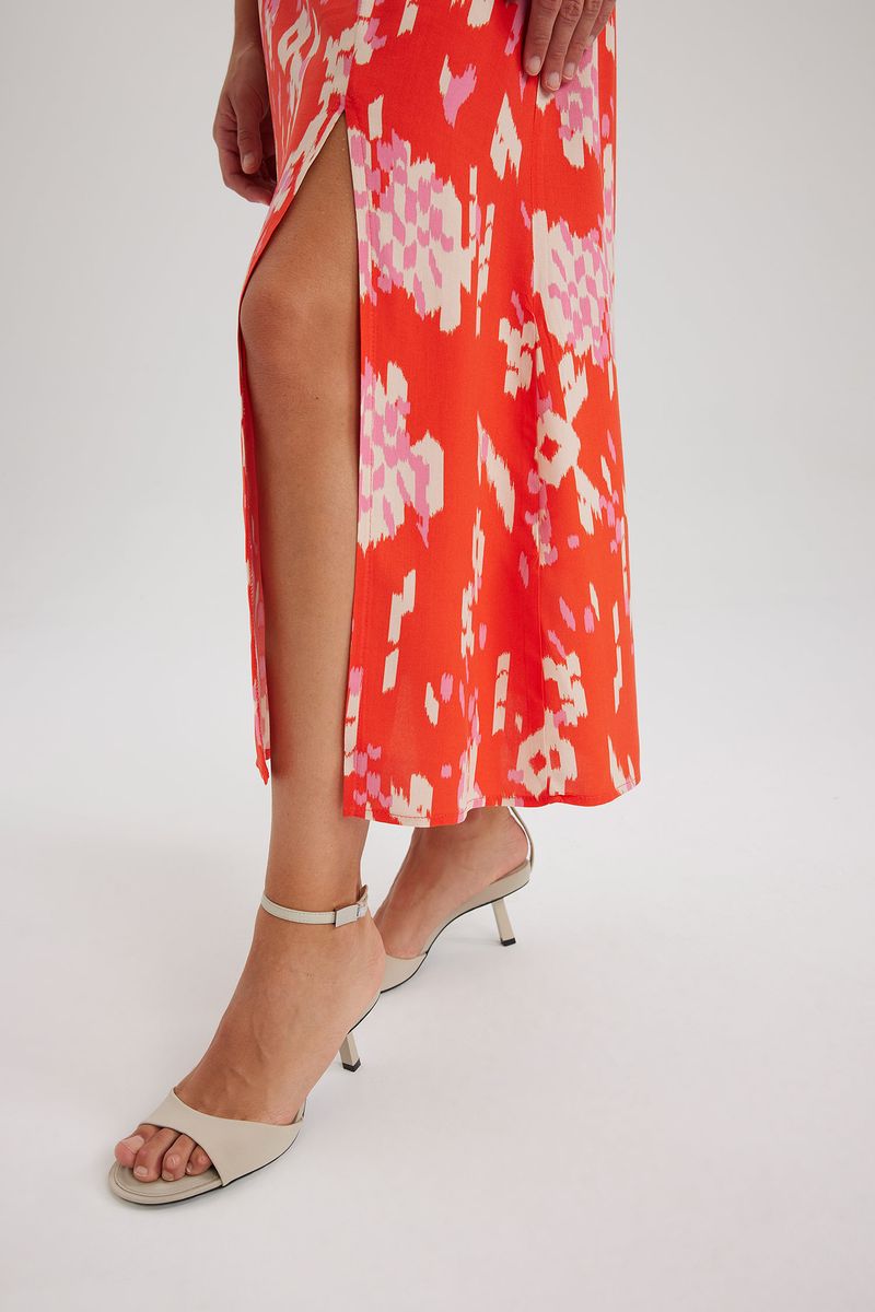 Woman Casual A Line Woven Skirt - Red