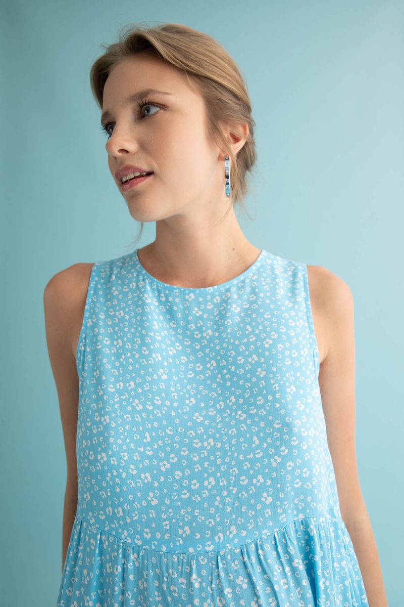 Woman - Regular Fit Sleeveless Maternity Dress - Turquoise