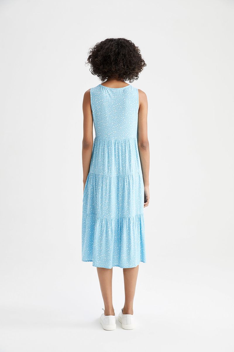 Woman - Regular Fit Sleeveless Maternity Dress - Turquoise