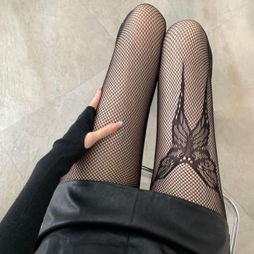 Gothic Girls Big Butterfly Print Stockings Women Goth Punk Mesh Fish Net Pantyhose 6135