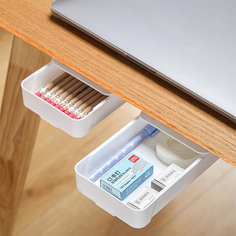 Punch Free Storage Rack Box Invisible Drawer Cutlery Desk Sundry Organizer Cosmetics Stationery Pen Holder for Kitchen Bedroom