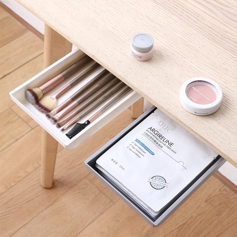 Punch Free Storage Rack Box Invisible Drawer Cutlery Desk Sundry Organizer Cosmetics Stationery Pen Holder for Kitchen Bedroom