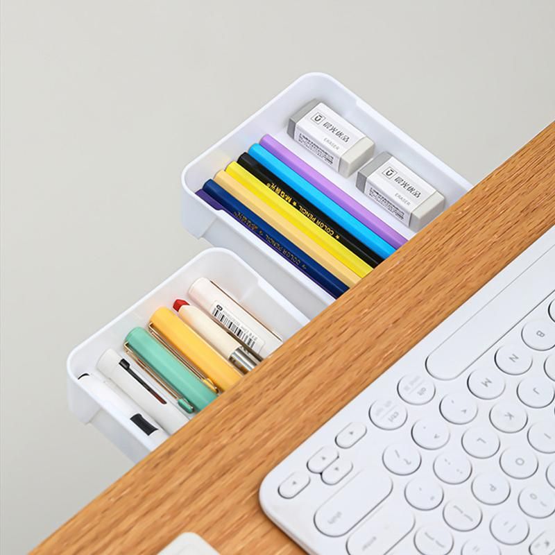 Punch Free Storage Rack Box Invisible Drawer Cutlery Desk Sundry Organizer Cosmetics Stationery Pen Holder for Kitchen Bedroom