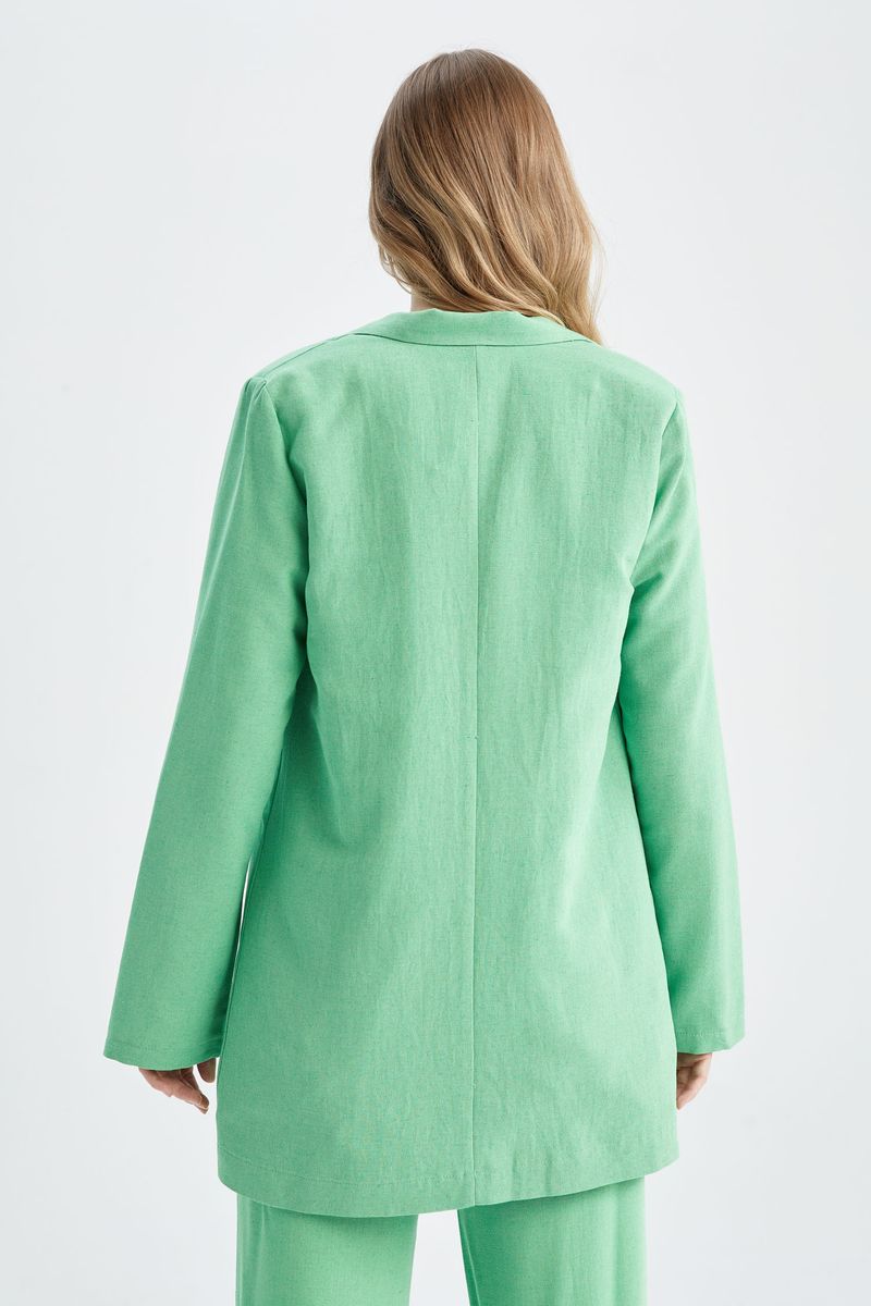Woman Regular Fit None Blazer-Green