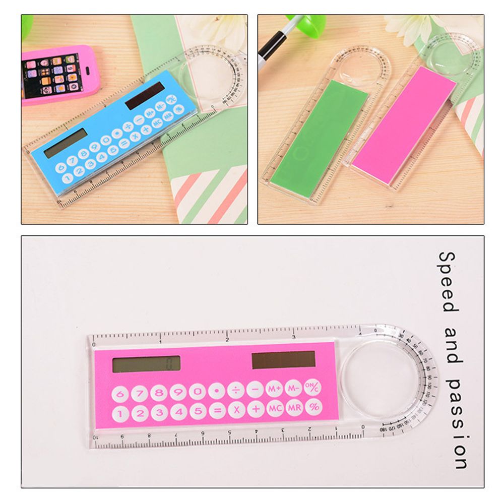 1pc 10cm Ruler Mini Calculator Ultra-thin Solar Energy