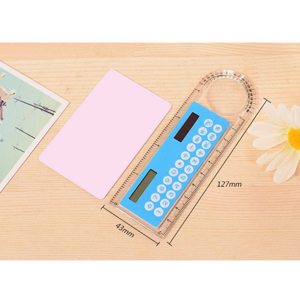 1pc 10cm Ruler Mini Calculator Ultra-thin Solar Energy
