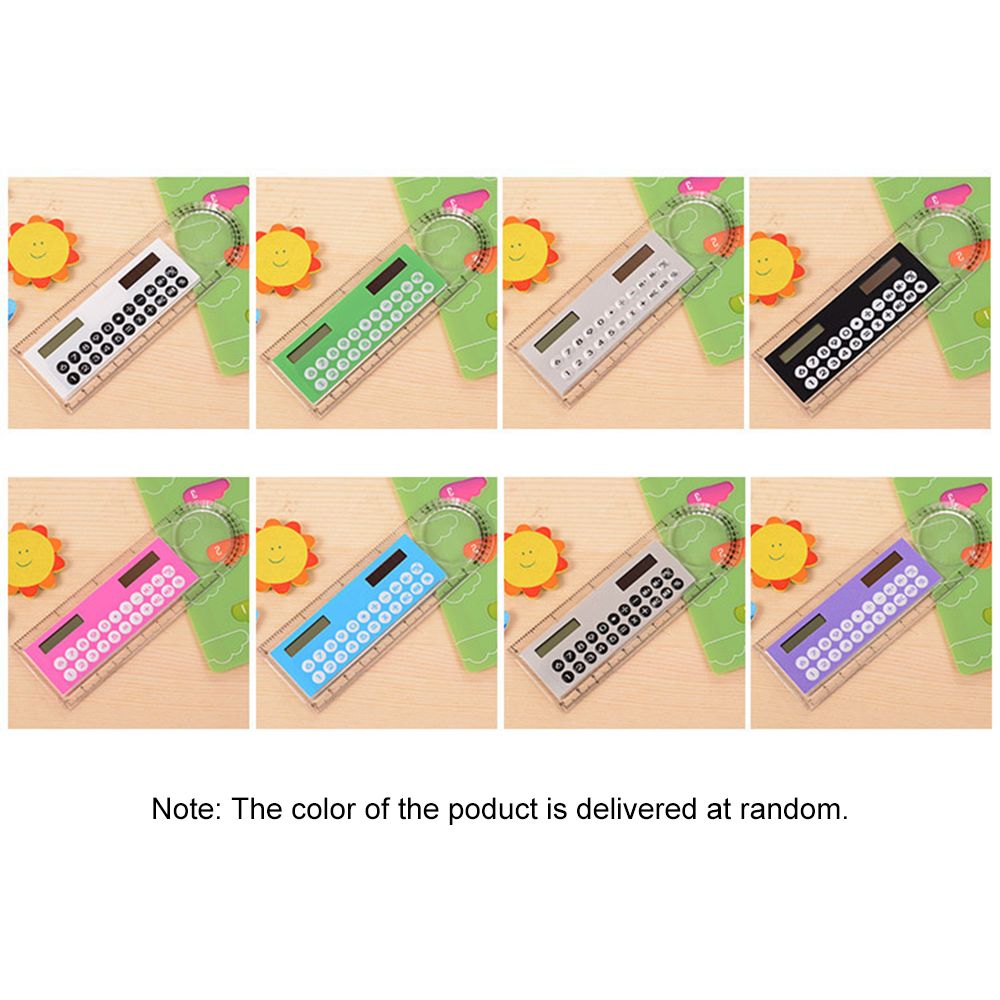 1pc 10cm Ruler Mini Calculator Ultra-thin Solar Energy