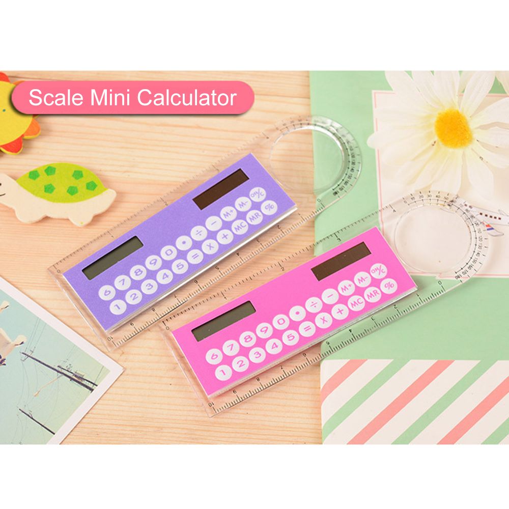 1pc 10cm Ruler Mini Calculator Ultra-thin Solar Energy