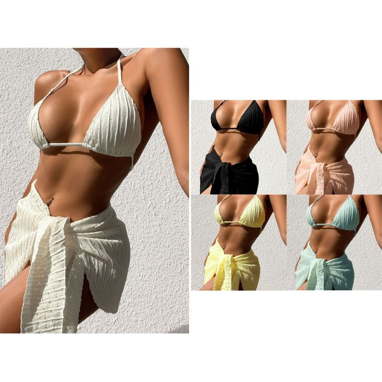Lace-up Halter Three-piece Suit Swimsuit