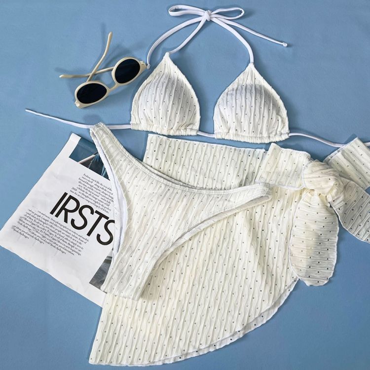 Lace-up Halter Three-piece Suit Swimsuit